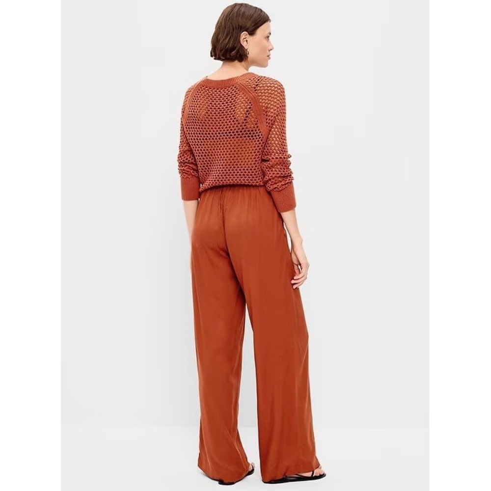 Old Navy High Waisted Playa Wide Leg Pant Russet Moon Rust Color-Size XL New NWT - Picture 3 of 13